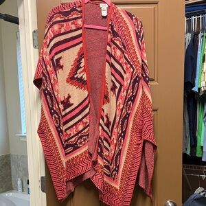 Mossimo Supply Co. Red and Cream Patterned Poncho